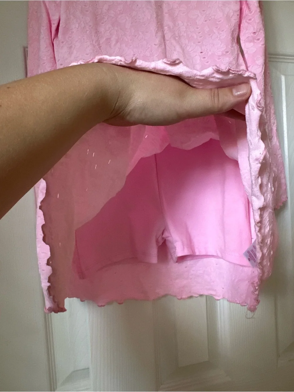 Girls pink Skort dress size 7/8 long sleeve lace